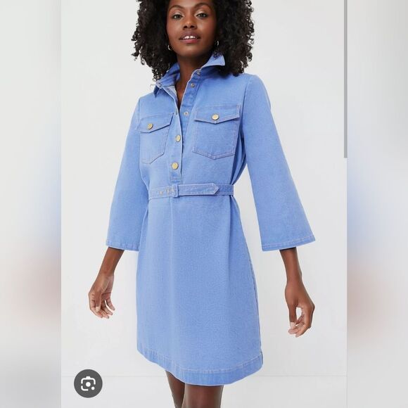 Tuckernuck Dresses & Skirts - Tuckernuck Indigo Lexi cotton denim 3/4 sleeve mini chambray dress Size Medium